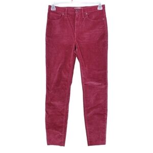 Madewell Jeans Velvety Maroon Hi-Rise Taper Skinny Stretch Raw Hem 28 (30x26.5)